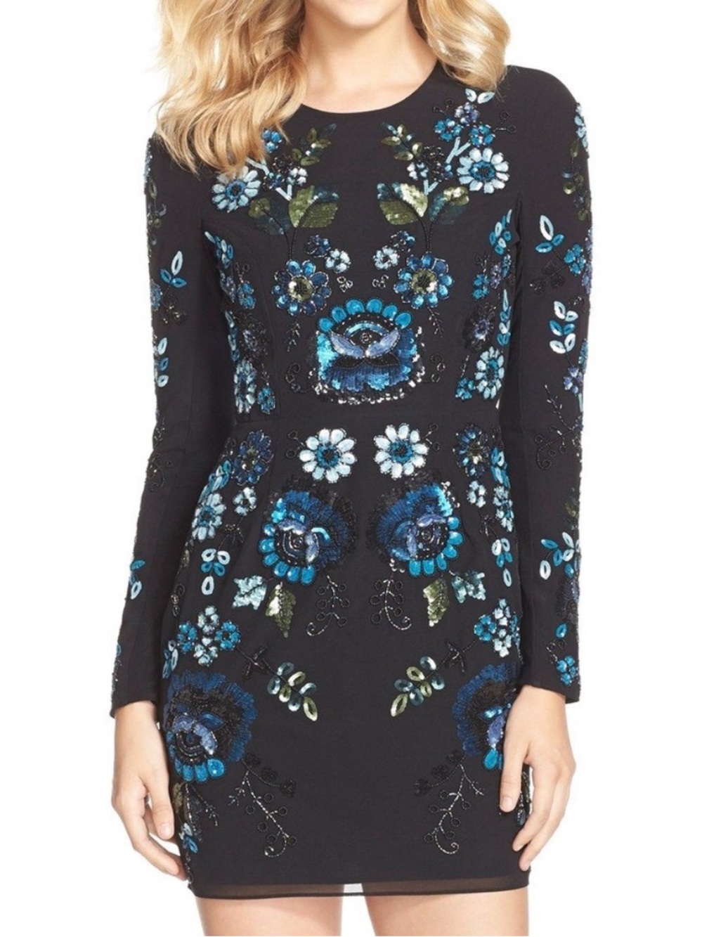 Needle and Thread Black Blue Midi Embellished Sequin Cocktail Wedding Dress 8